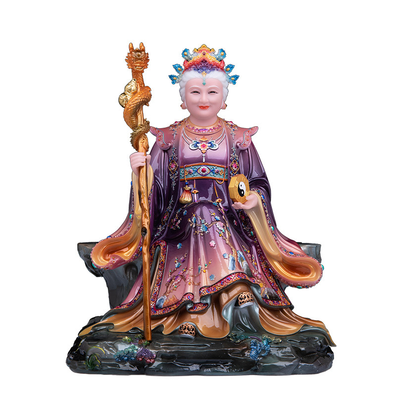 汉白玉泰山娘娘神像供奉摆件