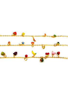 沙金镀金手链彩色水果海洋转运珠