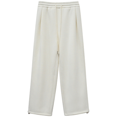 加厚加绒松紧腰抽绳直筒卫裤女