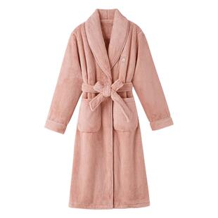 睡袍女冬季珊瑚绒加厚加绒长款睡衣女款秋冬法兰绒浴袍冬款家居服