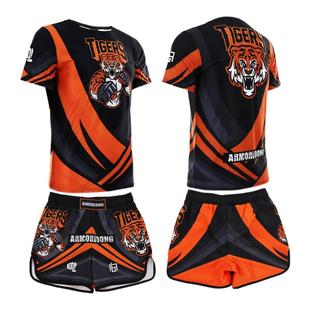 MMA散打柔术比赛拳击服拳馆UFC训练短袖上衣格斗定制男T恤套装