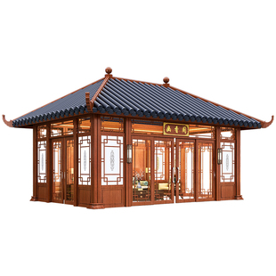 室外阳光房茶室木屋庭院户外凉亭院子四角亭子古建长廊琉璃瓦茶亭