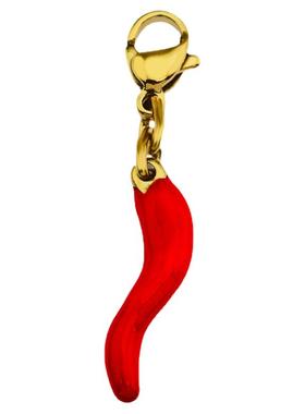 项链坠18K镀金红色珐琅吊坠辣椒