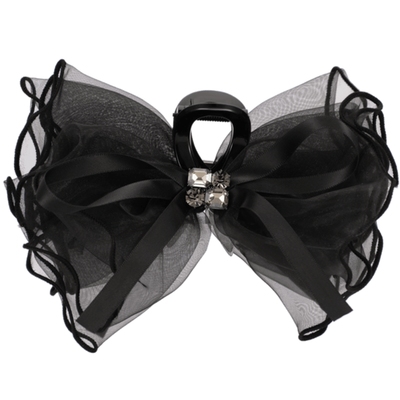 阿吉豆发夹黑色蝴蝶结发饰鲨鱼夹