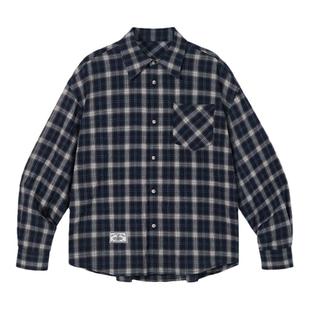 PSO Brand男装女装美式复古格子衬衫女款长袖格纹衬衣外套秋季潮