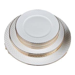 金边骨瓷盘家用菜盘子高端酒店摆台餐具白色西餐牛排盘餐厅多件套