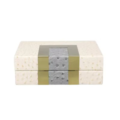 简约木质皮革首饰收纳盒装饰摆件