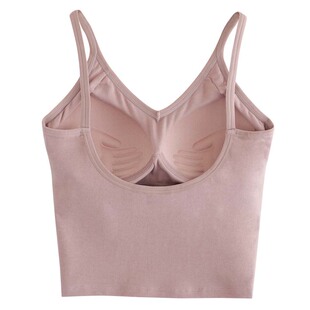 纯棉吊带背心式文胸一体带胸垫大U型美背网红爆款打底内搭内衣女