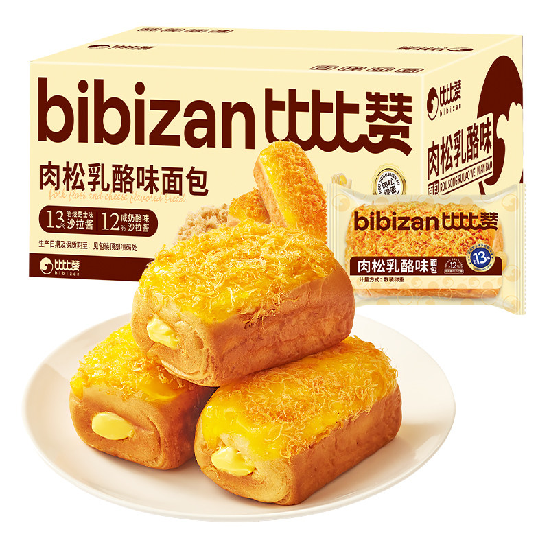 比比赞肉松乳酪味面包300g/箱【6包】