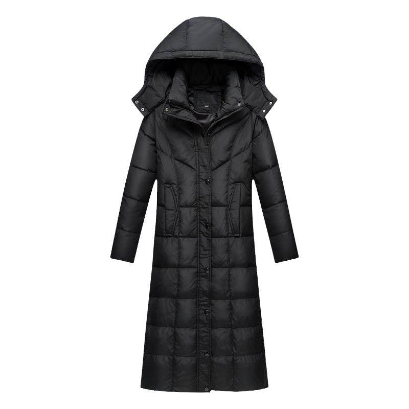 长款羽绒服女过膝加厚2025冬季新款超长大码外套时尚修身加长大衣