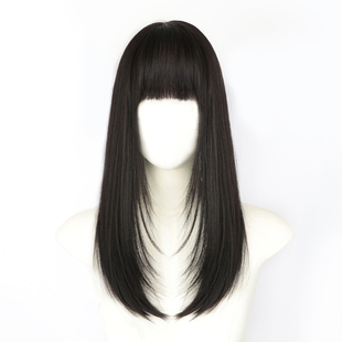 假发女整顶全头套自然齐刘海补发片仿真发丝不用戴发网长发假发片