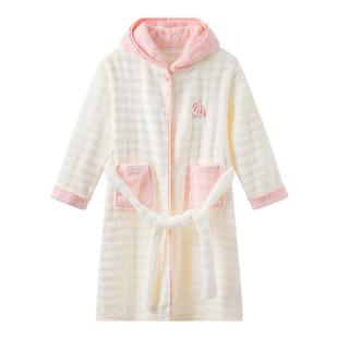 英氏儿童睡裙可穿式睡袍速干帽子洗澡专用浴衣吸水浴袍珊瑚绒浴巾