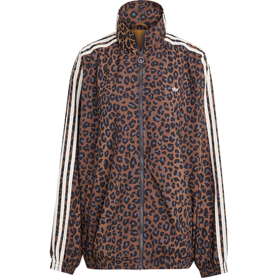 Adidas/阿迪达斯正品三叶草女士立领宽松时尚猎豹印花外套JW7301
