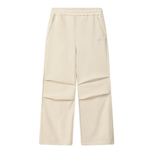 FILA 斐乐官方女士针织长裤2025冬季新款时尚休闲加绒宽松直筒裤