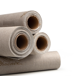 凤凰画材雨露麻油画布亚黄麻定制批发细纹中纹粗纹雨露麻一米起售艺术家油画颜料布卷不漏油丙烯涂层布