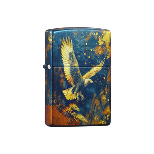 ZIPPO打火机鹏程万里国风设计师传统古法烫金煤油防风礼物送男士