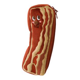 朴坊GLADEE厚切培根五花肉搞怪毛绒可爱笔袋收纳包中小学生可爱