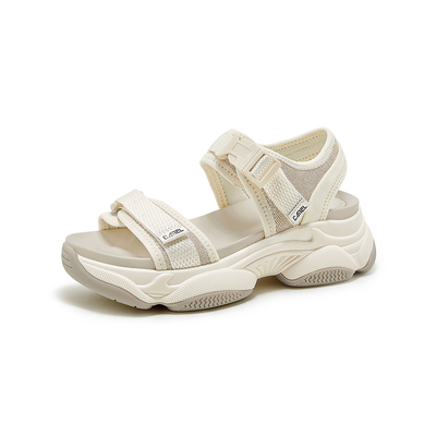 骆驼女鞋2026夏季新款厚底增高松糕沙滩魔术贴休闲外穿运动凉鞋女