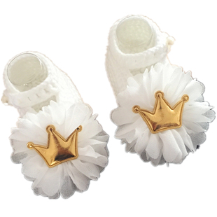 纱花扣带单鞋宝宝0-1岁软底学步前鞋手工编织婴儿毛线鞋子春秋女