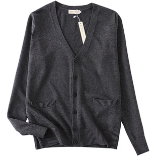 LF原创设计JK开衫毛衣深灰色日系制服学院风大童针织宽松外套秋冬