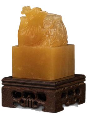 天然玉石凤玉玺朱雀凤凰印章家居客厅办公室装饰摆件开业乔迁贺礼