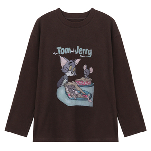 孙文秀studio汤姆猫经典简约卡通图案印花磨毛圆领秋冬卫衣T恤女