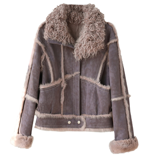 獭兔毛真皮毛一体外套女2026冬新休闲复古时尚羊毛领海宁皮草大衣