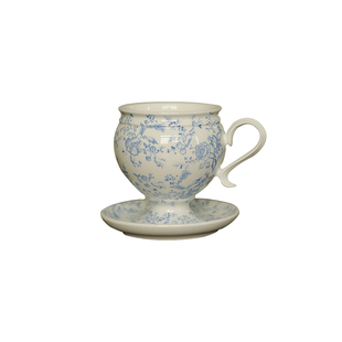 复古绝美咖啡杯碟青花陶瓷釉下彩中古拿铁拉花杯子高档精致礼物