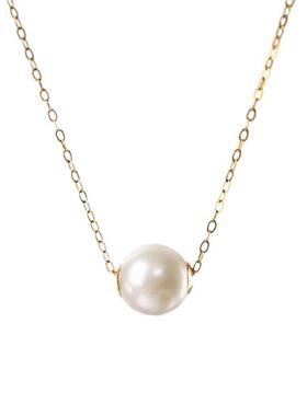 搭轻奢锁骨链 樱花粉Akoya海水珍珠项链 7.5-8mm 18K金