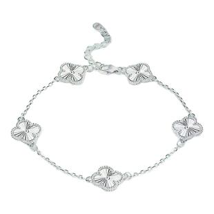 老凤祥四叶草银手链女足银五花手饰小众纯银手串生日礼物送女友