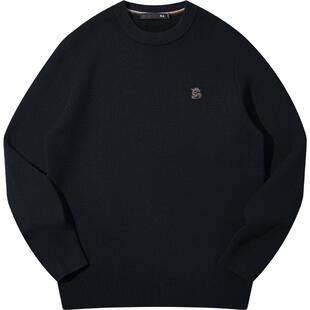 HLA/海澜之家中华龙加绒加厚长袖针织衫2025秋冬新刺绣圆领毛衣男