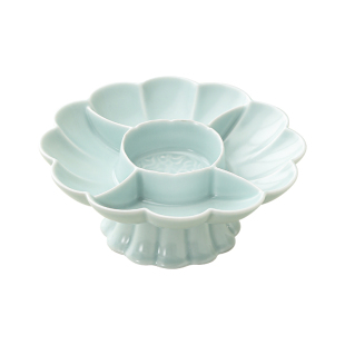 中式陶瓷高脚果盘精致水果盘前台干果糖果盘零食摆放盘茶点点心盘