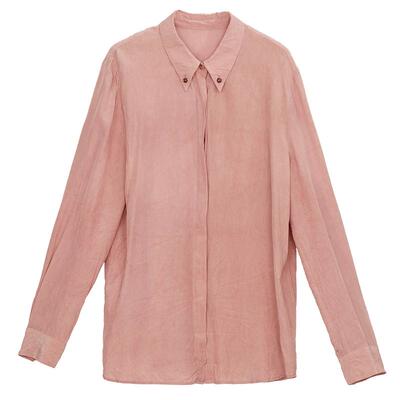 谜底衬衫长袖女2024秋新品通勤风简洁利落宽松纯色衬衣243MC1194