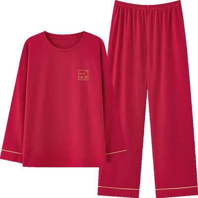 三枪纯棉情侣睡衣红色本命年新婚