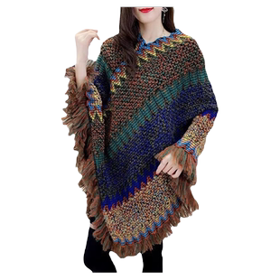 云南民族风新疆旅游穿搭斗篷丽江流苏披肩外套围巾大西北草原披风