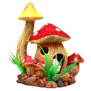 小鱼缸造景小摆件蘑菇躲避屋装饰品仿真菠萝屋水族箱内饰卡通布景