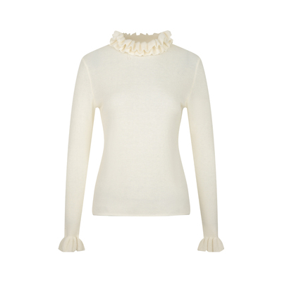 修身花边领羊毛针织打底衫