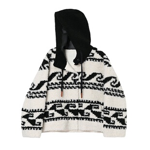 首尔入冬~小个子羊羔毛短外套女高级感毛绒加厚保暖连帽上衣