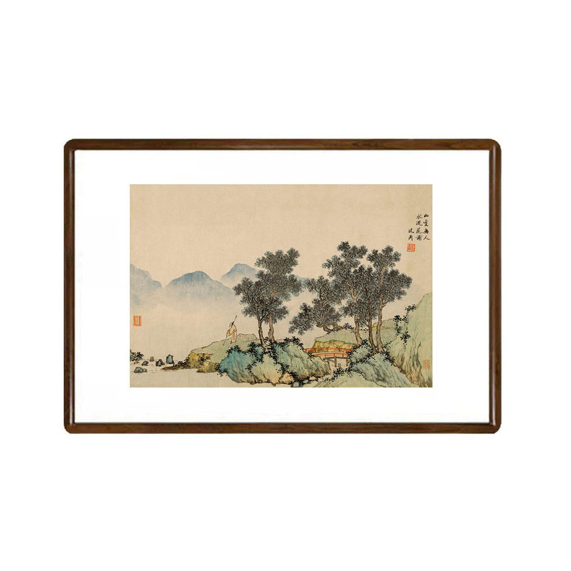沈周落花诗意图新中式山水挂画