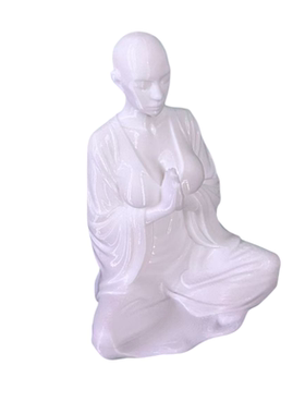 国风新中式禅女打坐3D打印雕像