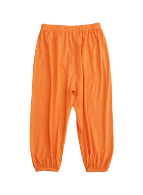 儿童桔色防蚊裤莫代尔薄款女童男童幼儿园校服橘色宝宝橙色灯笼裤