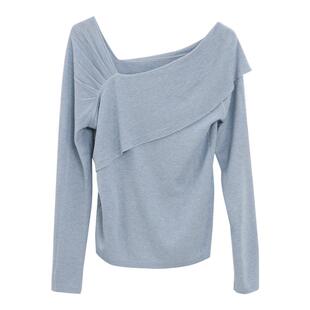 记忆的起点套头毛衣2025冬季新款百搭斜肩长袖针织衫女69GD50003D