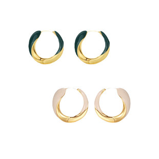 Tender Society衔尾蛇系列珐琅耳环耳圈奶茶金色复古绿色新轻奢