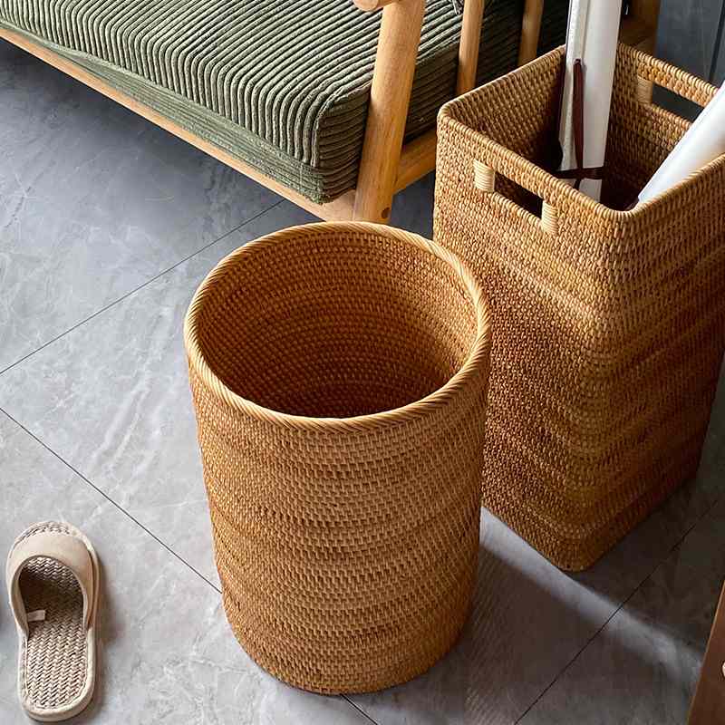 新品 越南秋藤编手工编织卧室客厅书画玩具脏衣服文艺圆形大收纳