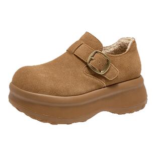 戈美其商场同款勃肯鞋全包2025秋冬新款小个子增高加绒真皮女鞋子