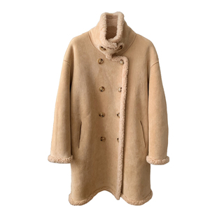 双面穿/100羊羔毛麂皮绒皮毛一体2025新款宽松长款皮草毛毛外套女