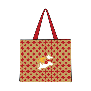 尼睿2026新款单肩包马上发财帆布包红色包包女企业年会定制礼品W