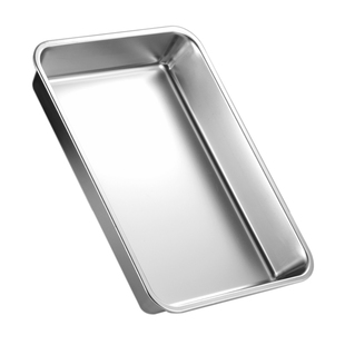 304不锈钢加厚日式方盘 长方形托盘浅盘平盘蒸饭盘子烤箱平底盘子