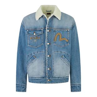 EVISU 福神冬季男士海鸥商标刺绣底特律加绒牛仔外套夹克