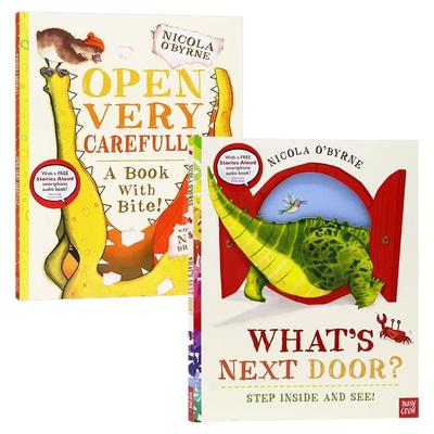 卡特鳄鱼系列儿童绘本2册 英文原版绘本 Open Very Carefully/What's Next Door 情绪情商培养大开本绘本洞洞书睡前读物 Nosy Crow